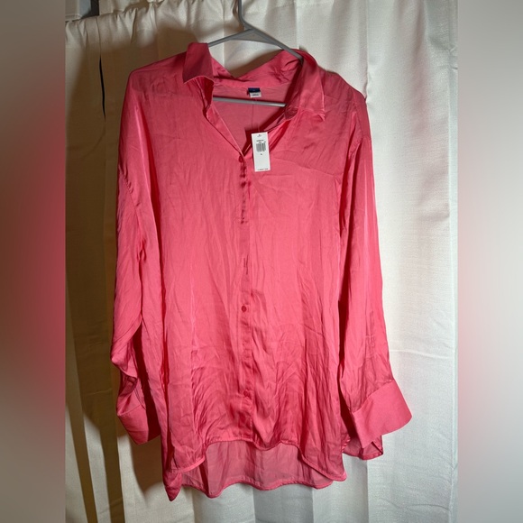 Old Navy Tops - Old Navy Pink Satin Button-Up Shirt